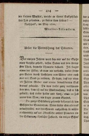 Ueber die Vermischung der Erdarten