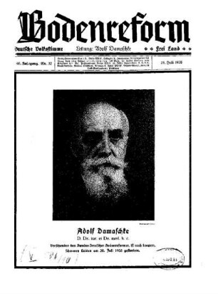Adolf Damaschke : (Nachruf)
