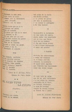 El lujo tuvo la culpa : Tango