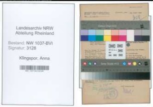 Entnazifizierung Anna Klingspor , geb. 01.05.1884 ()