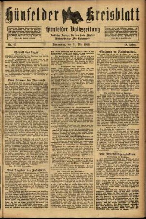 Ausgabe vom Donnerstag, den 31. Mai 1923.