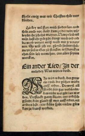 Ein ander Lied/ In der melodey/ Was wirt es doch.