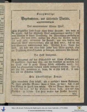 Kurzweilige Begebenheiten, und lächerliche Einfälle.