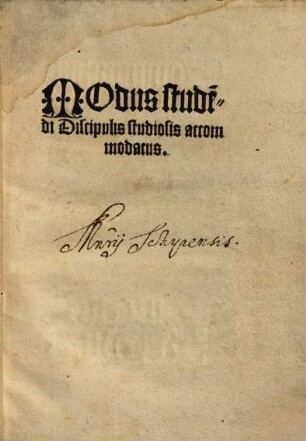 Modus studendi discipulis studiosis accomodatus