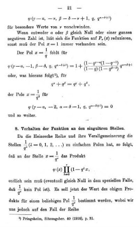 8. Verhalten der Funktion an den singulären Stellen.