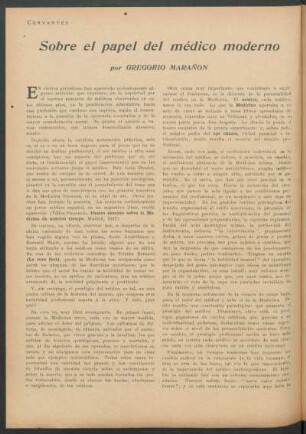 Sobre el papel del médico moderno