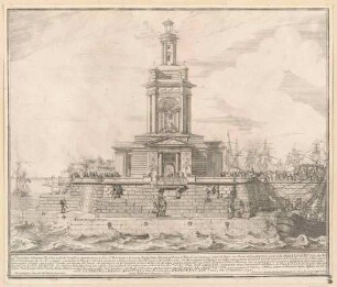 Prospettiva della prima Macchina de fuochi d’artificio rappresentante in Idea il Molo nuovo [...] al Porto di Napoli (Idealansicht der neuen Mole von Neapel; ephemere Architektur zur "Festa della Chinea" im Jahr 1750 in Rom)