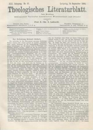 425-429 Zur Bedeutung Richard Rothe's