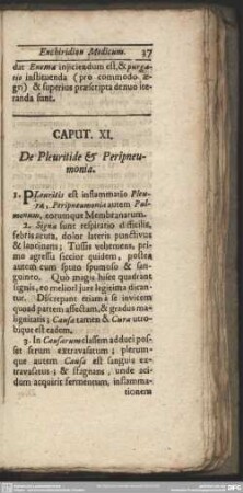 Caput XI. De Pleuritide & Peripneumonia