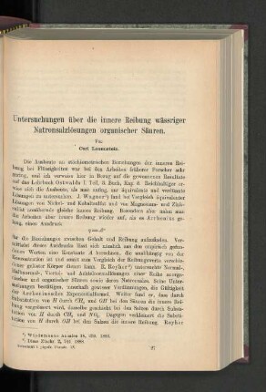Untersuchungen über die innere Reibung wässriger Natronsalzlösungen organischer Säuren.