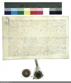 Revers Georg Ludwigs Burggraf von Kirchberg zu Farnroda bezüglich der Belehnung mit dem Hof Burbach durch Placidus [von Droste], Abt von Fulda
