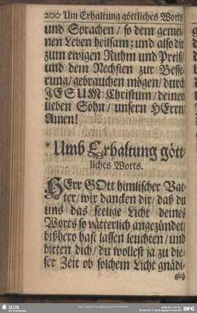 Umb Erhaltung göttliches Worts