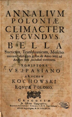Annalium Poloniae Climacter secundus
