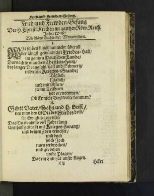 Fried- und Frewden-Gesang Der H. Christl. Kirchen ...