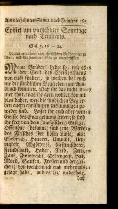 Epistel am vierzehnten Sonntage nach Trinitatis