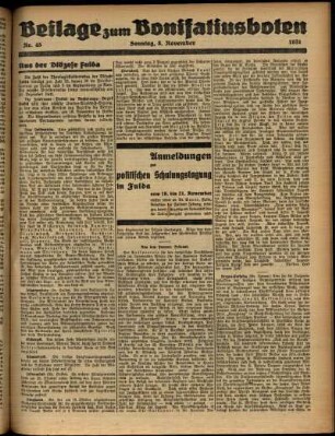 Zweite Ausgabe vom Sonntag, den 08. November 1931.