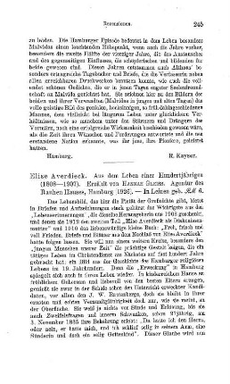 Gleiss, Hannah :: Elise Averdieck, aus dem Leben einer Hundertjährigen, 1808 - 1907 : Hamburg, Agentur des Rauhen Hauses, 1926