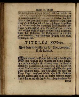 Titulus XXVItus. Von dem Processu ex L. Si contendat ff. de fidejuss.