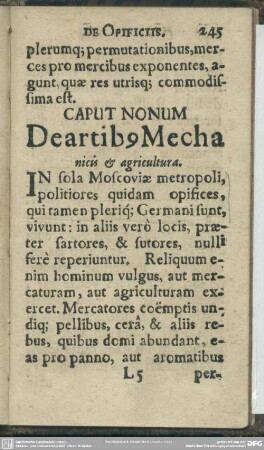 Caput Nonum, De artib[us] Mechanicis & agricultura
