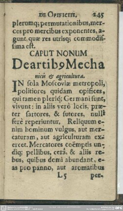 Caput Nonum, De artib[us] Mechanicis & agricultura
