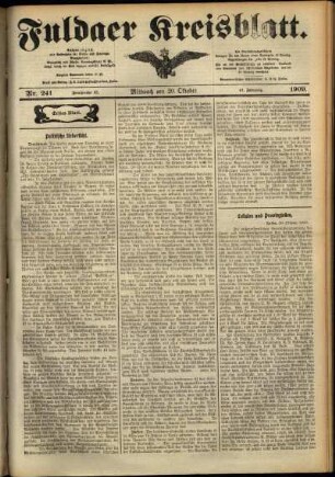 Erste Ausgabe vom Mittwoch, den 20. Oktober 1909.