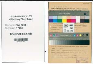 Entnazifizierung Heinrich Koehlhoff , geb. 15.07.1899 (Versandmeister)