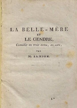 La belle-mère et le gendre : comédie en trois actes, en vers