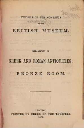 A guide to the Bronze Room in the department of Greek and Roman Antiquities