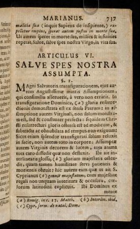 737-762, Articulus VI. Spes Nostra Assumpta.