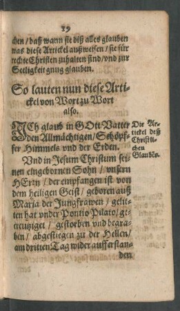 So lauten nun diese Artickel von Wort zu Wort also.