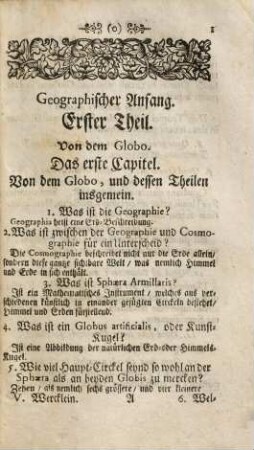 Historischer Anfang, Oder: Kurtze und leichte Weise, die Catholische Jugend in der Historie zu unterrichten : Für die Schulen der Gesellschaft Jesu in der Ober-Teutschen Provinz, 5. Geographischer Anfang, Oder Kurtze und leichte Weise, die Catholische Jugend in der Historie zu unterrichten : Nebst einem Anhang von der Wapen-Kunst
