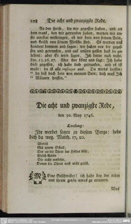 Die acht und zwanzigste Rede, den 30. May 1746