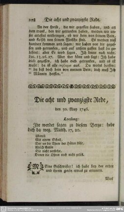 Die acht und zwanzigste Rede, den 30. May 1746