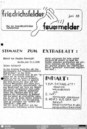 1988,Juni: Friedrichsfelder Feuermelder