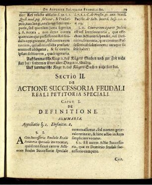 Sectio II. De Actione Successoria Feudali Reali Petitoria Speciali.