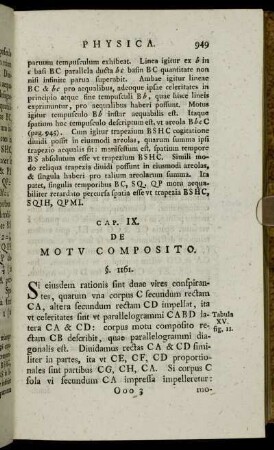 Cap. IX. [sic!] De Motu Composito