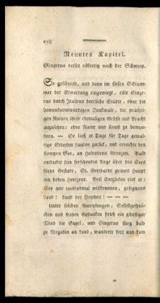 Neuntes Kapitel. Sinzerus reiset eilfertig nach der Schweiz.