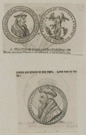 Zwei Medaillen mit Bildnissen von Johann Calvin