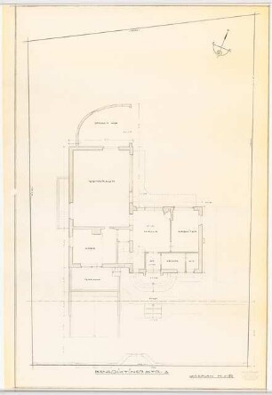 Garten Kurt Herrmann, Berlin-Frohnau: Wohnhaus: Grundriss Erdgeschoss 1:50 (Zeichnung des Architekten)