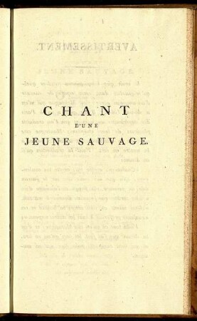 Chant D'Une Jeune Sauvage / Stéphanie Félicité de Genlis