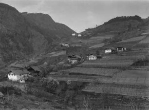Berghang : Blick auf Weinberge und Häuser