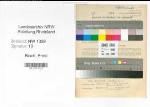 Entnazifizierung Ernst Bloch , geb. 06.12.1906 (Kaufmaennischer Angestellter)