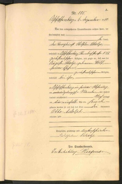 Standesamtsbuch der Stadt Aschaffenburg: Geburten 365/1900 - 184/1901