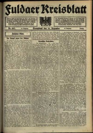 Dritte Ausgabe vom Samstag, den 10. Dezember 1910.