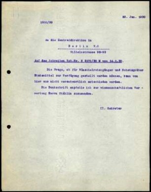 W. Wrede an DAI Zentrale