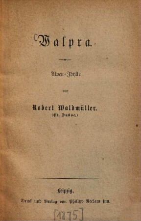 Walpra : Alpen-Idylle von Robert Waldmüller. 