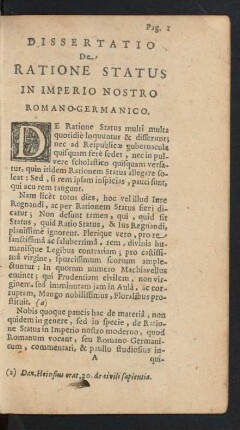 Dissertatio De Ratione Status In Imperio Nostro Romano-Germanico.