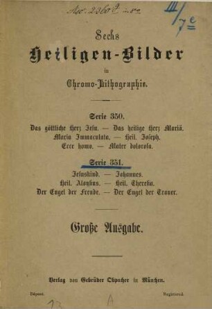 Heiligen-Bilder in Chromo-Lithographie, 351