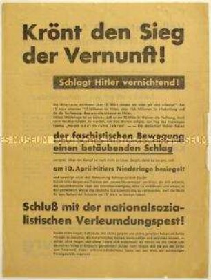 Aufruf der SPD zur Wahl von Paul von Hindenburg zum Reichspräsidenten 1932
