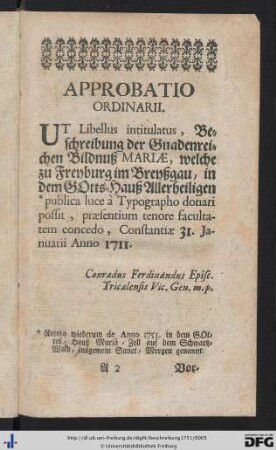 Approbatio Ordinarii.